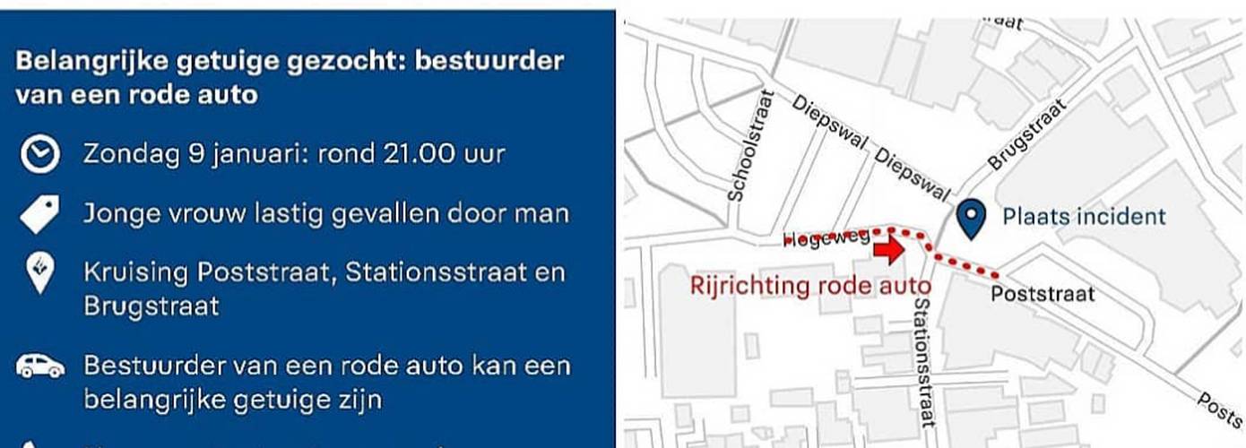 Politie zoekt belangrijke getuige(n) van incident waarbij een jonge vrouw werd lastig gevallen in Scheemda