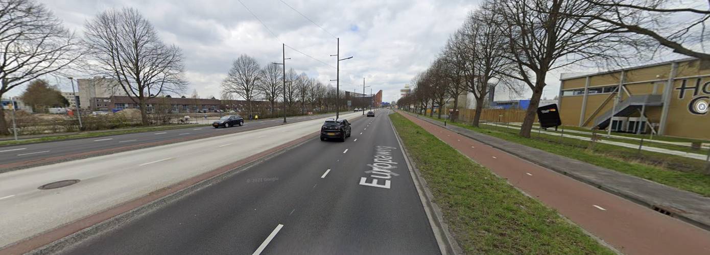 Flitspaal geplaatst op Europaweg in de stad Groningen