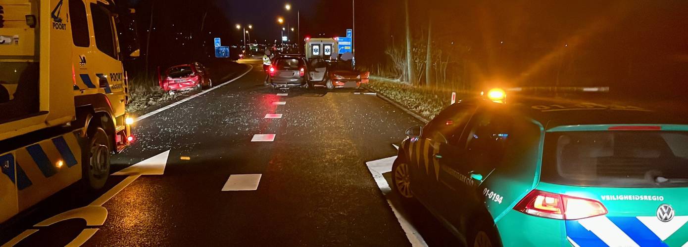 File door kettingbotsing op de afrit A7 bij Hoogkerk