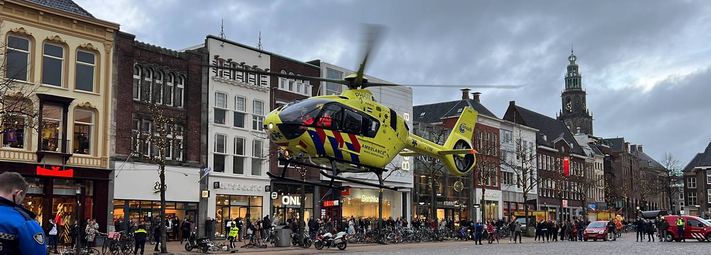 Traumahelikopter landt op Vismarkt wegens noodsituatie, zoekactie levert niks op