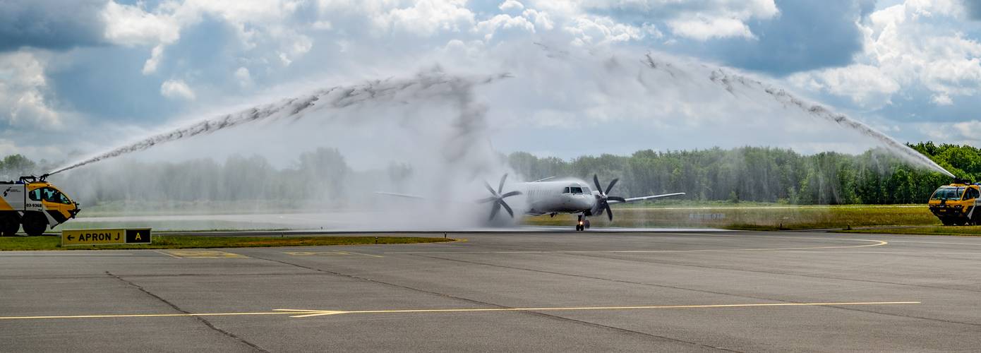 Eerste vlucht met deels Neste MY Sustainable Aviation Fuel (SAF) aangekomen op Groningen Airport Eelde