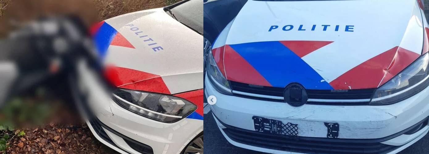 Politieauto beschadigd bij achtervolging in de stad Groningen