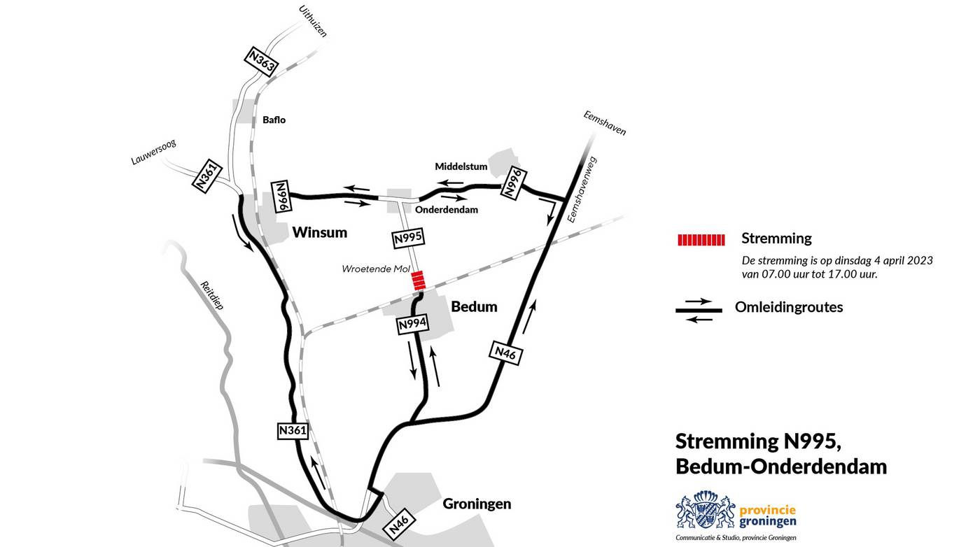 N995 morgen afgesloten vanwege inhijsen nieuwe brug