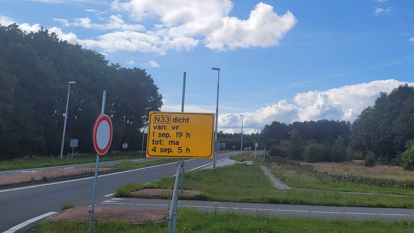 Afsluiting van N33, N34, N381 en N391 vanwege maaiwerkzaamheden