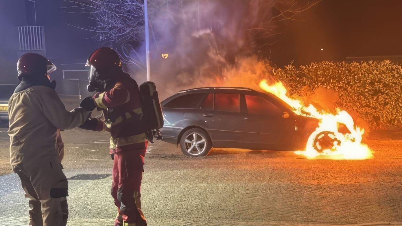 geparkeerd auto uitgebrand in Winschoten