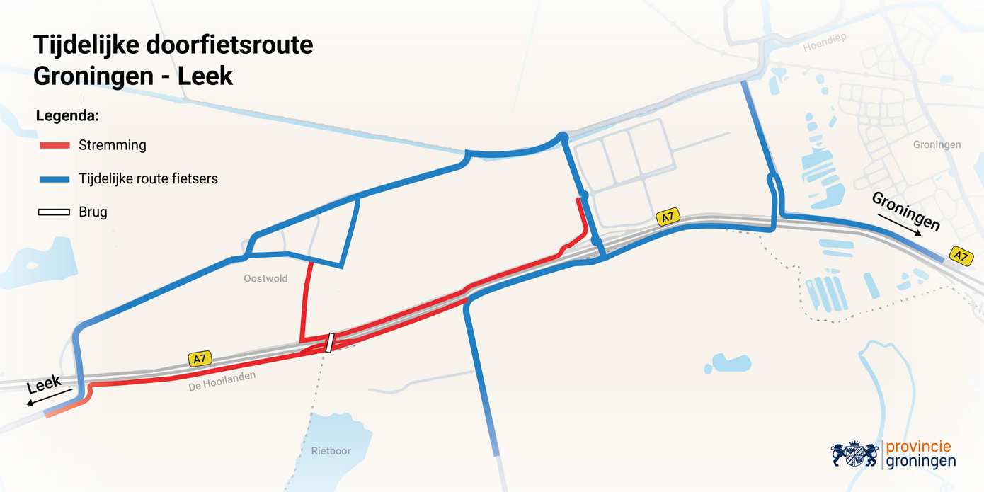 Fietspad tussen Lettelbert en Groningen 5 maanden dicht